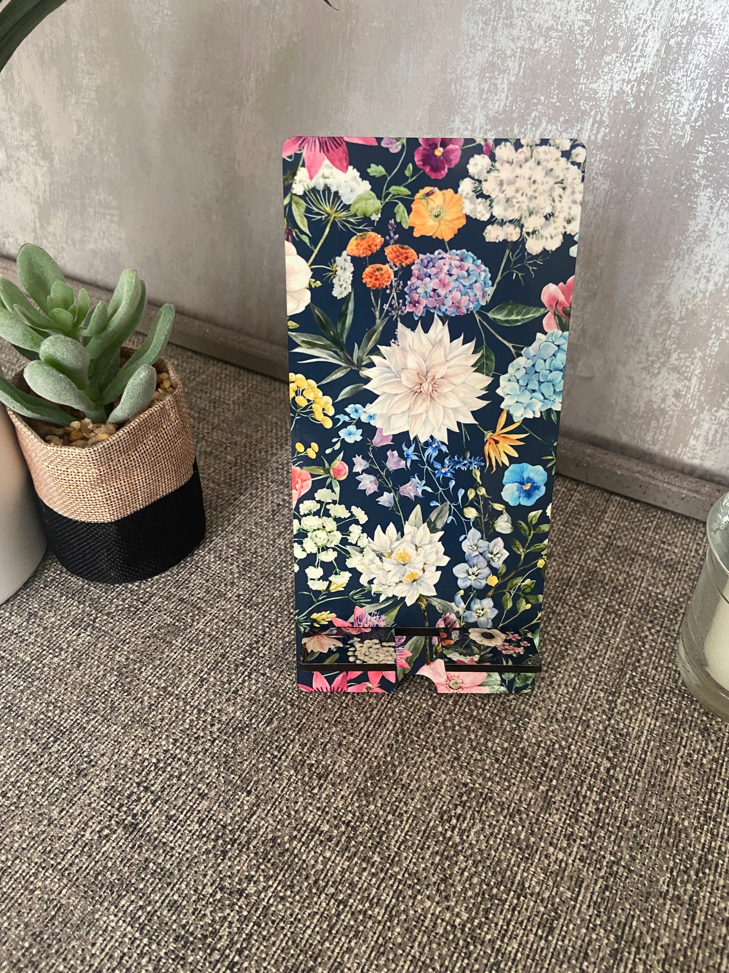 Mobile Phone Stand MDF - Vibrant Wildflowers