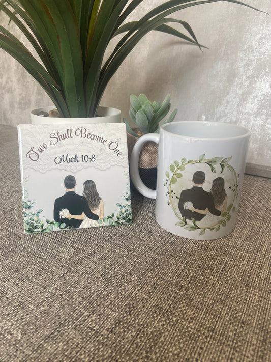 Two Shall Become One Mark 10:8 Mug & Coaster Set