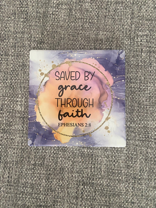 Saved By Grace Through Faith Ephesians 2:8 Single Coaster