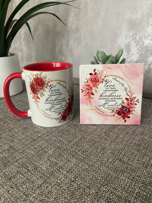 Fruit of The Spirit Galations 5:22-23 Mug & Coaster Set
