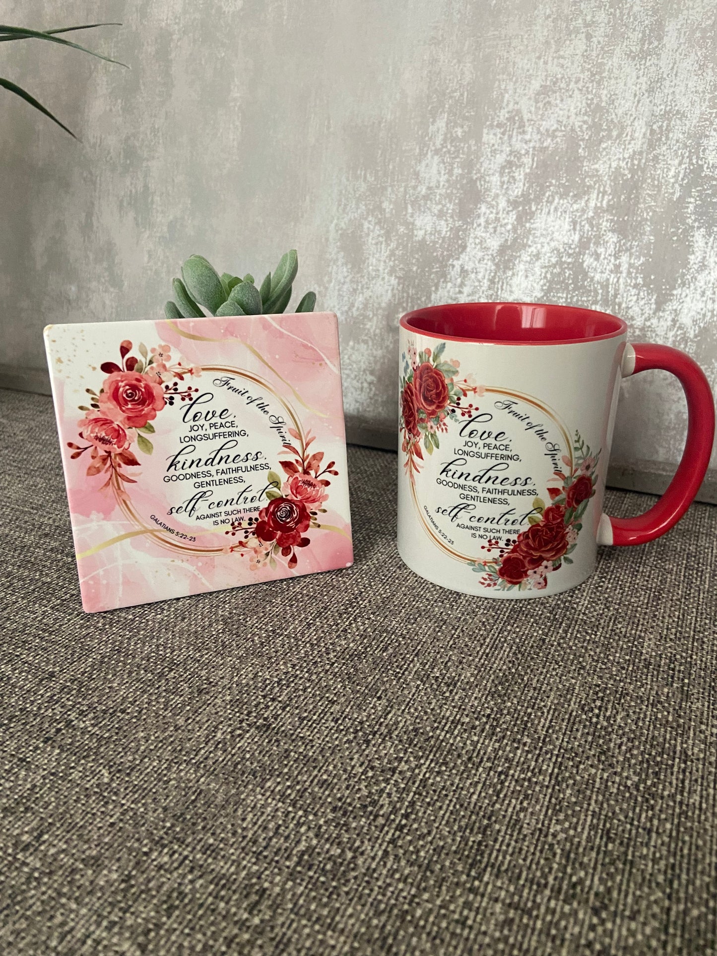 Fruit of The Spirit Galations 5:22-23 Mug & Coaster Set
