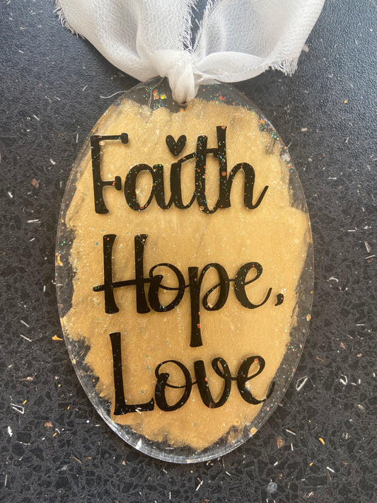 Faith, Hope, Love Oval Acrylic/ Resin Bookmark