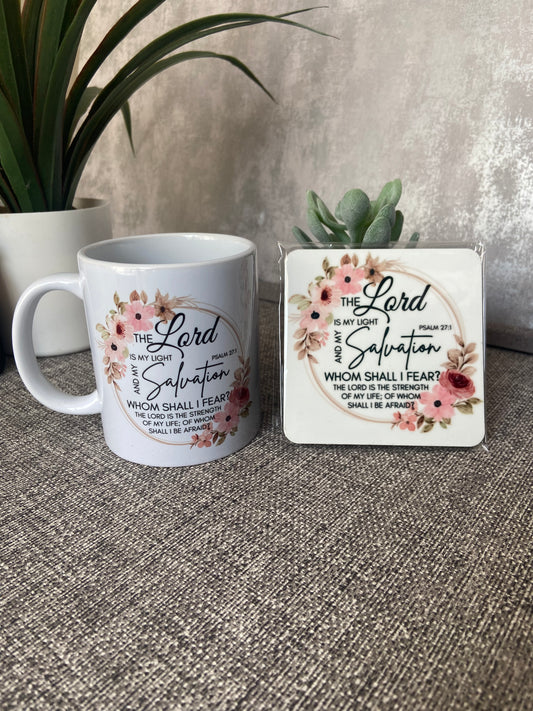 The Lord Is My Light & My Salvation Psalm 27:1 Mug & Coaster Set