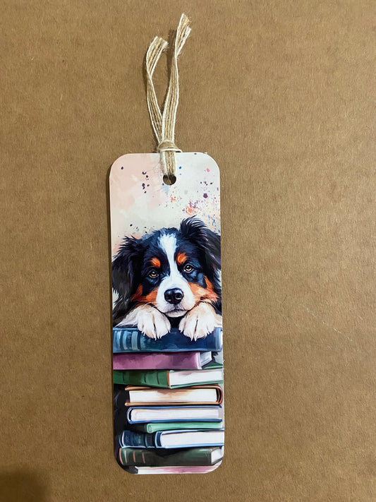 Laminated Bookmark-  Collie Dog & Books