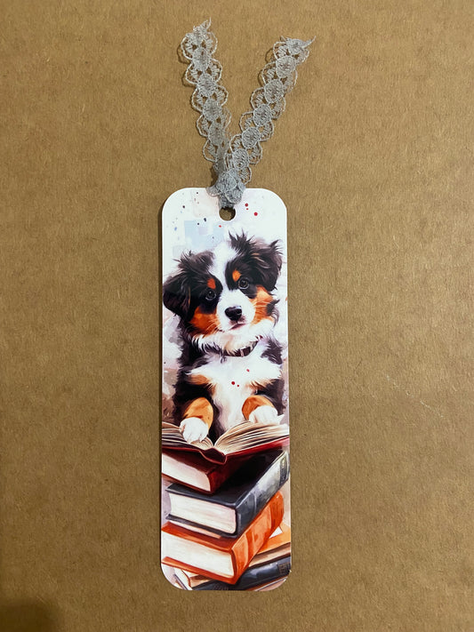 Laminated Bookmark-  Collie Dog & Books