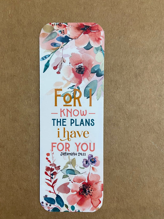 Laminated Bookmark- For I Know The Plans I Have For You Jeremiah 29:11