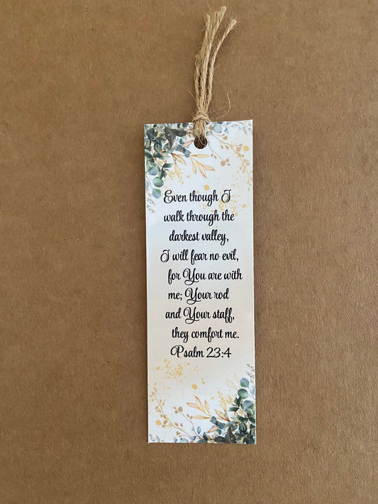 Laminated Bookmark- Even Though I Walk Through The Darkest Valley Psalm 23:4