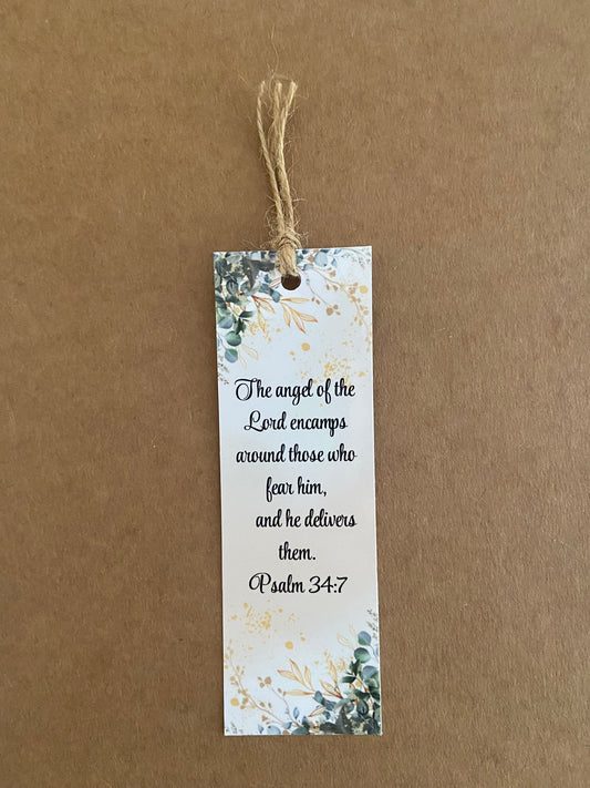 Laminated Bookmark- The Angel Of The Lord Encamps Around Those Who Fear Him Psalm 34:7