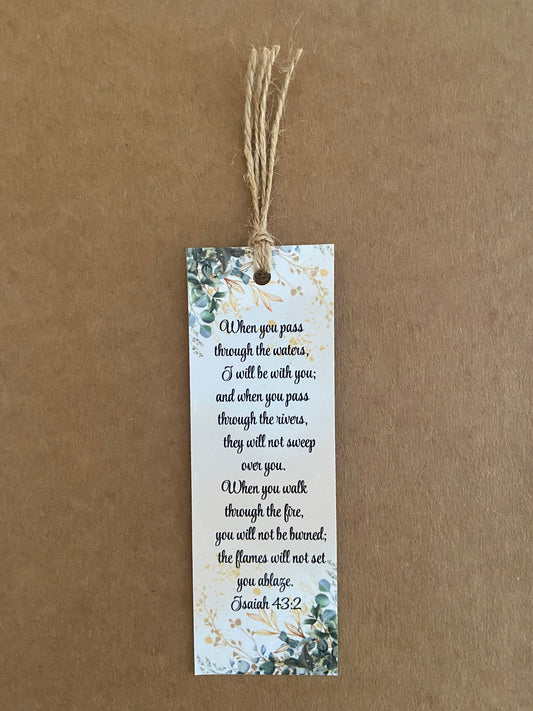 Laminated Bookmark- When You Pass Through The Waters Isaiah 43:2