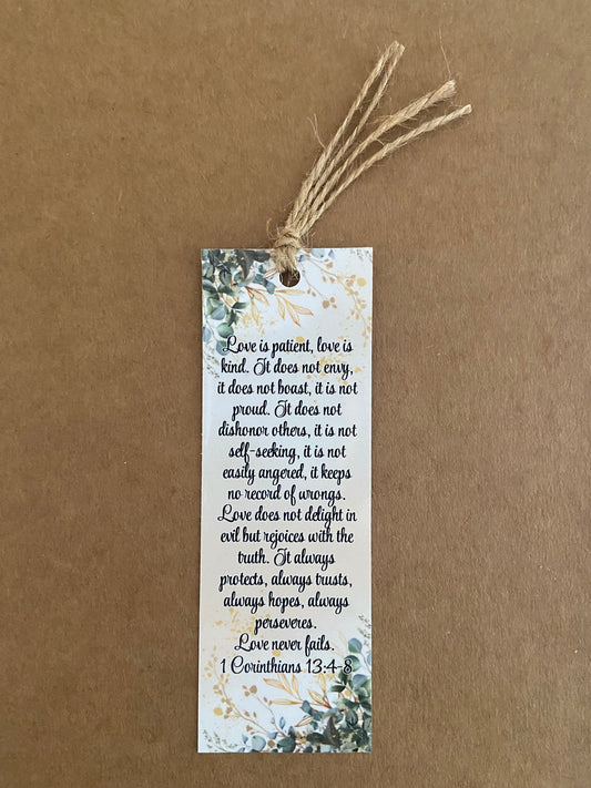 Laminated Bookmark- Love Is Patient, Love Is Kind 1 Corinthians 13:4-8