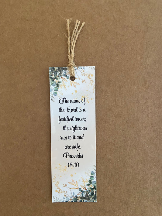 Laminated Bookmark- The Name Of The Lord Is A Fortified Tower Proverbs 18:10