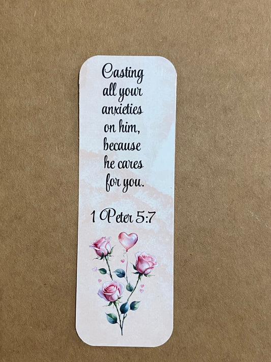 Laminated Bookmark- Casting All Your Anxieties On Him 1 Peter 5:7