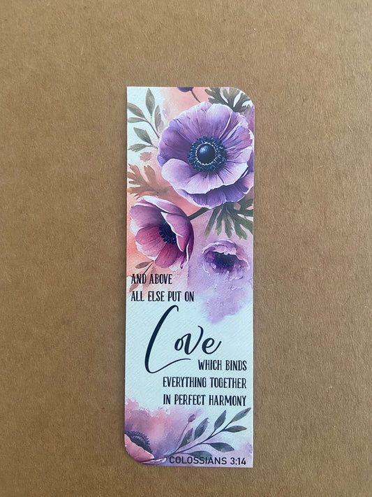 Laminated Bookmark- Put On Love Which Binds Everything Together Colossians 3:14