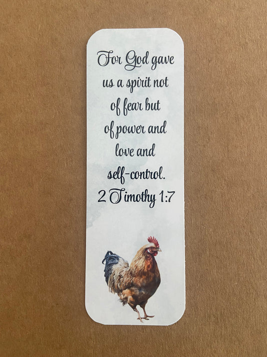 Laminated Bookmark- For God Gave Us A Spirit Not Of Fear But Of Power & Love & Self Control 2 Timothy 1:7