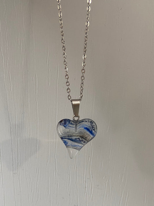 Natual Transparent Colours Crystal Heart Silver 2x2cm Heart Pendant (45cm chain) 10 Variations