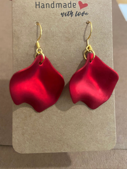 Elegant Rose Petal Dangle Gold Earring