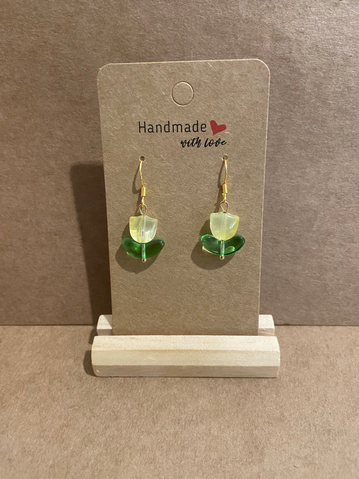 Tulip Dangle Gold Earring Blue/Pink/ Yellow