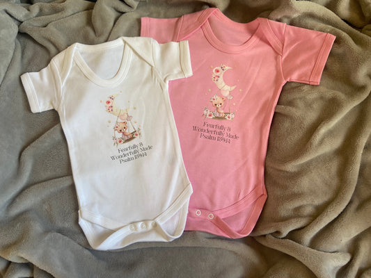100% Cotton Soft Baby Vest - Fearfully & Wonderfully Madde Psalm 139:14