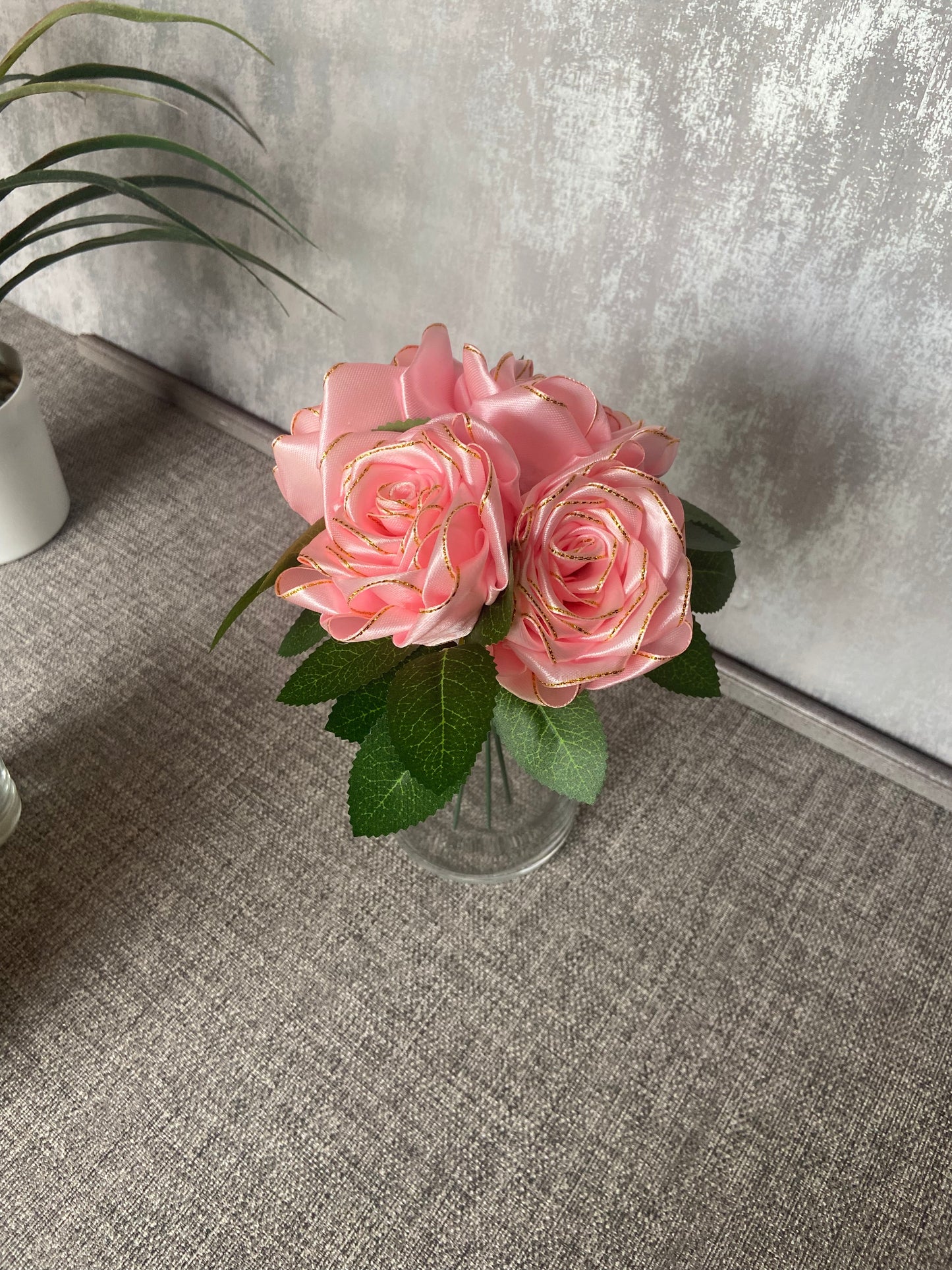 Satin Ribbon Rose Bouquets - Pink