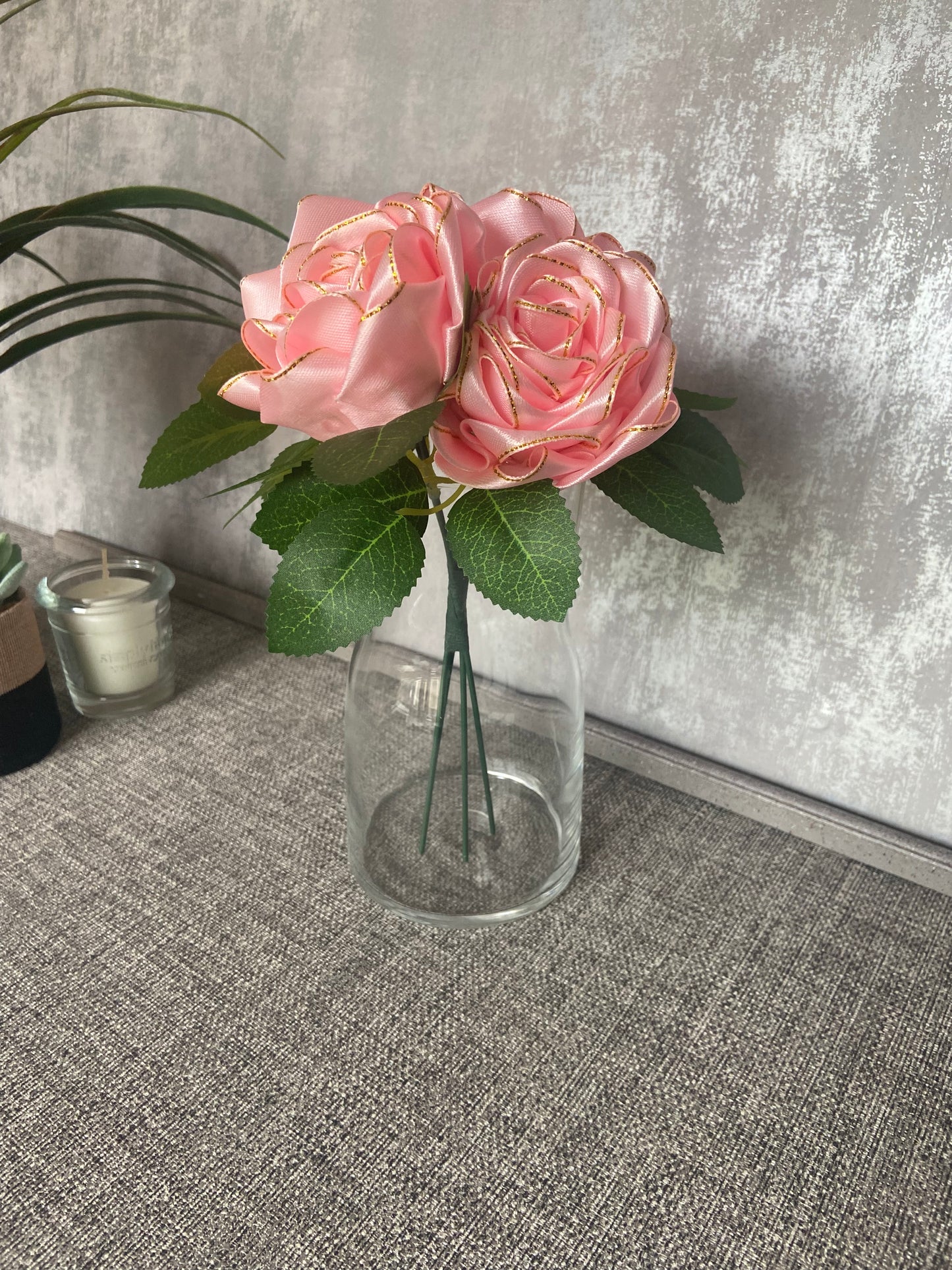 Satin Ribbon Rose Bouquets - Pink