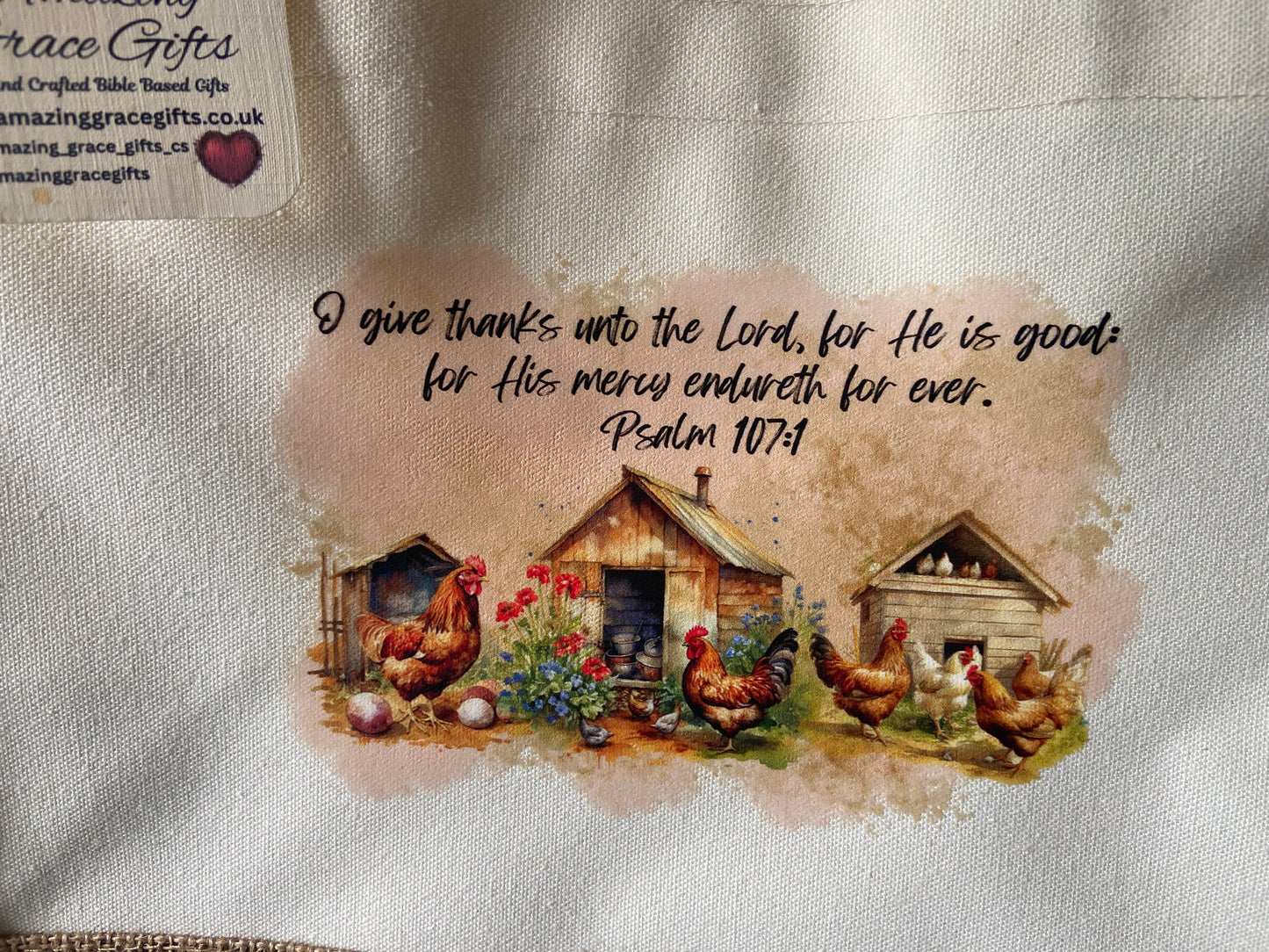 Medium Canvas Tote Bag - O Give Thanks Unto The Lord For He Is Good Psalm 107:1