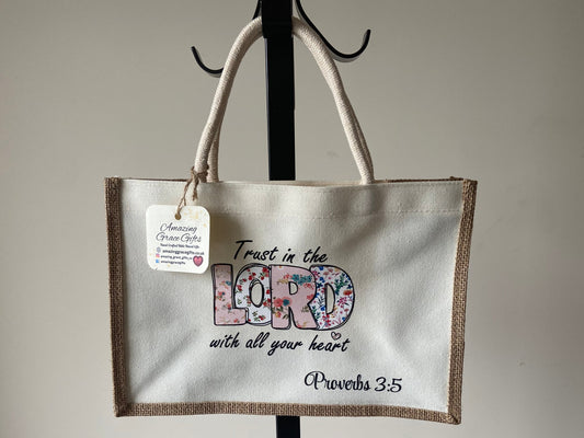Medium Canvas Tote Bag - Trust In The Lord With All Your Heart Proverbs 3:5
