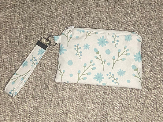 Wristlet Keychain Zip Pouch - Simply Blue Floral