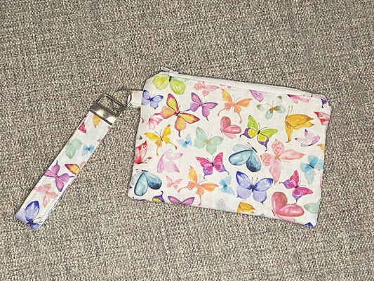 Wristlet Keychain Zip Pouch - Butterflies