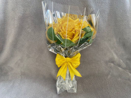 Satin Ribbon Rose Bouquets - Yellow