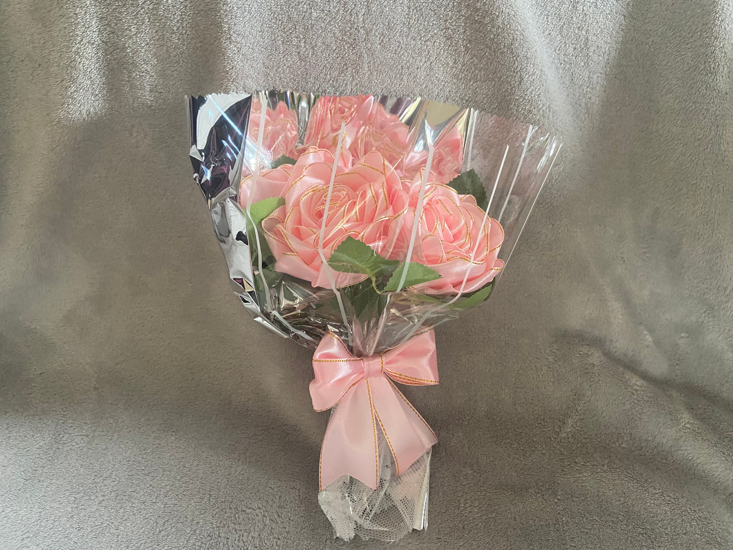Satin Ribbon Rose Bouquets - Pink