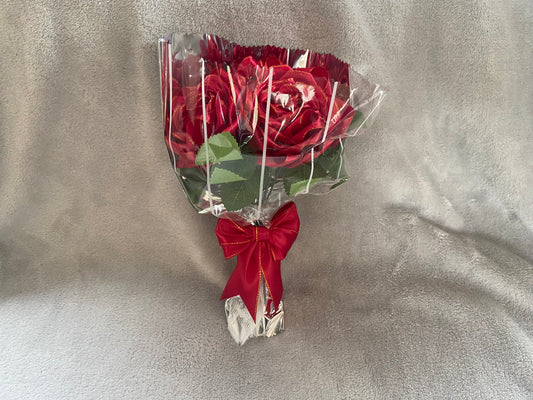 Satin Ribbon Rose Bouquets - Red