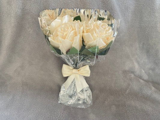 Satin Ribbon Rose Bouquets - Ivory Cream