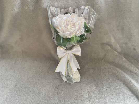 Satin Ribbon Rose Bouquets - Bright White
