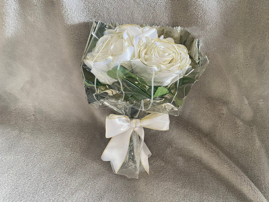 Satin Ribbon Rose Bouquets - Off White