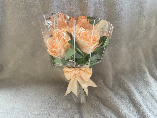 Satin Ribbon Rose Bouquets - Peach