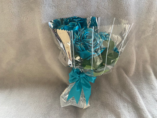 Satin Ribbon Rose Bouquets - Turquoise
