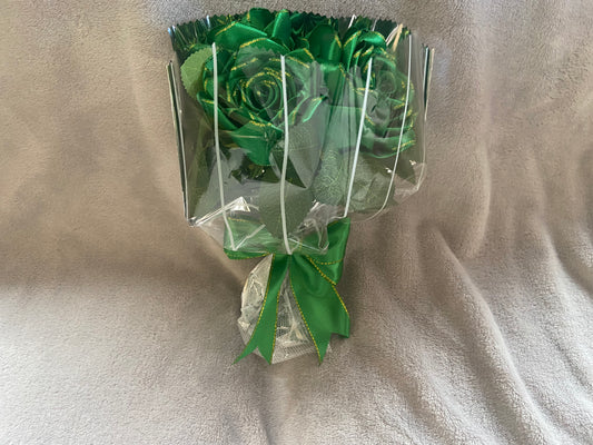 Satin Ribbon Rose Bouquets - Green