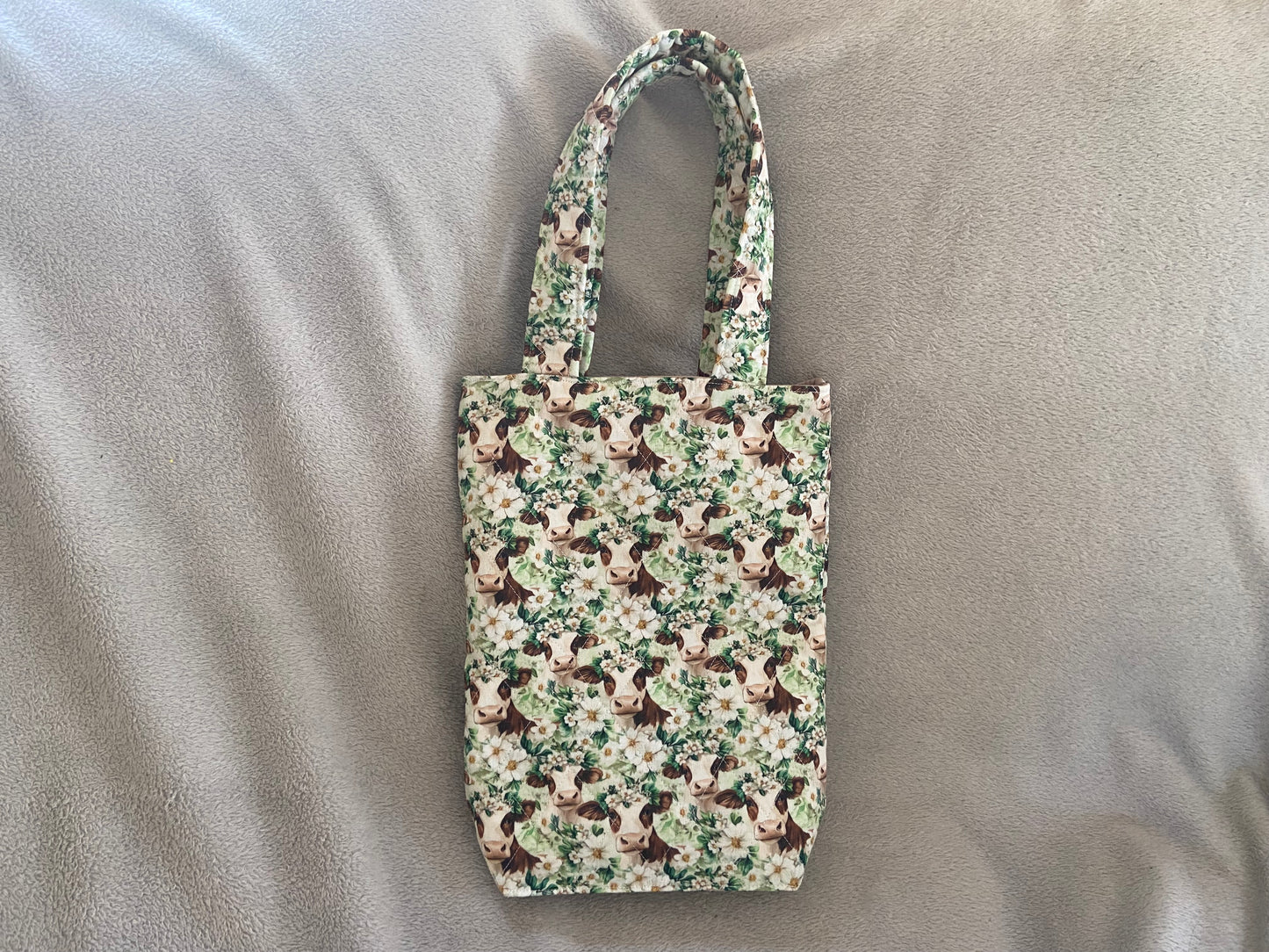 Quilted Long Fabric Tote Bag - Cow Meadow