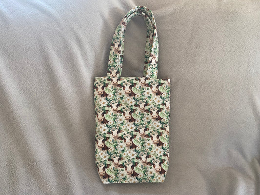 Quilted Long Fabric Tote Bag - Cow Meadow