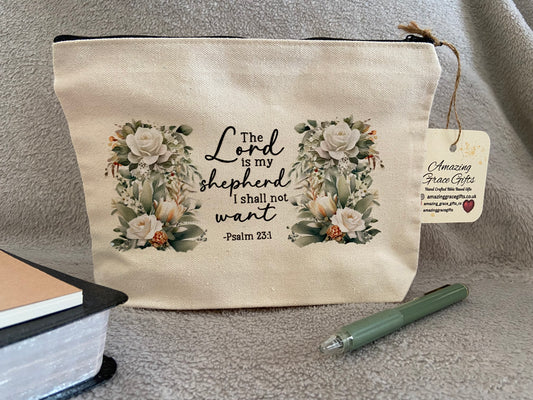 Canvas Pencil Case - The Lord Is My Shepherd Psalm 23:1