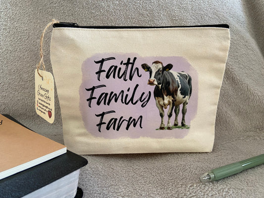 Canvas Pencil Case - Fresion Cow Faith, Family, Farm