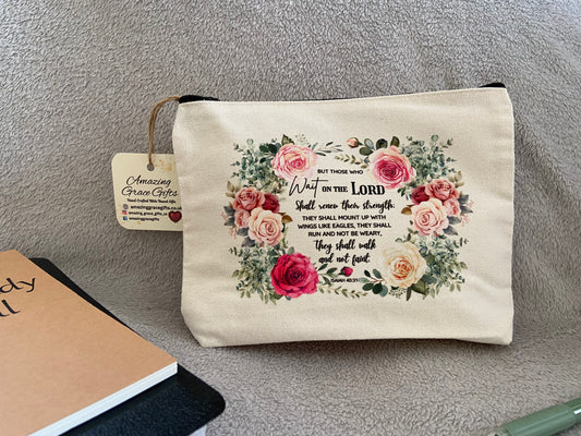 Canvas Pencil Case -Those Who Wait On The Lord Will Renew Their Strength Isaiah 40:31