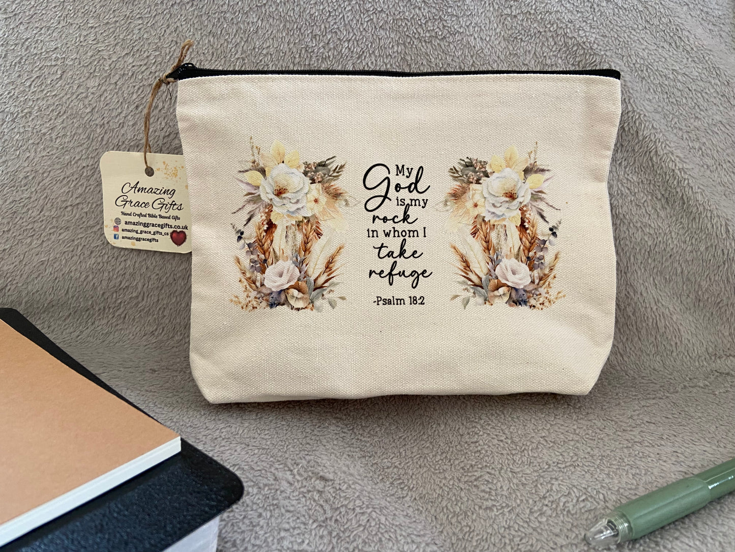 Canvas Pencil Case - My God Is My Rock Psalm 18:2