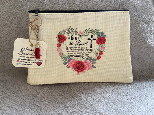 Canvas Small Pouch - For God So Loved The World John 3:16