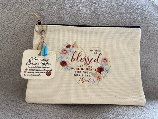 Canvas Small Pouch - Blessed Are The Pure In Heart Matthew 5:8