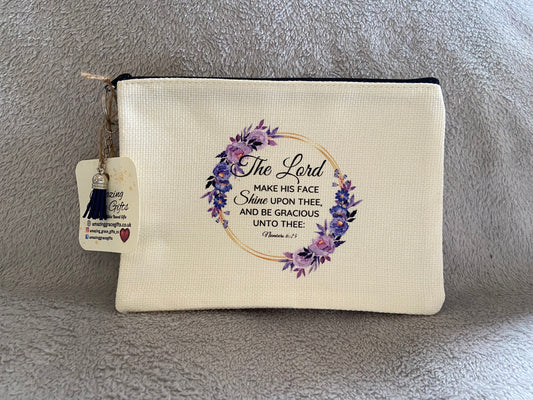 Canvas Small Pouch - The Lord Make His Face Shine Upon Thee Numbers 6:25