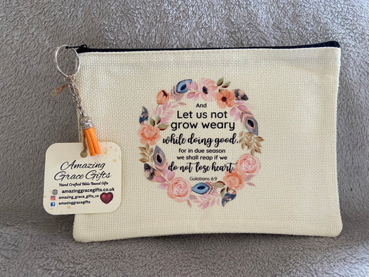Canvas Small Pouch - Let Us Not Grow Weary Galations 6:9