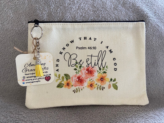 Canvas Small Pouch - Be Still & Know That I Am God Psalm 46:10