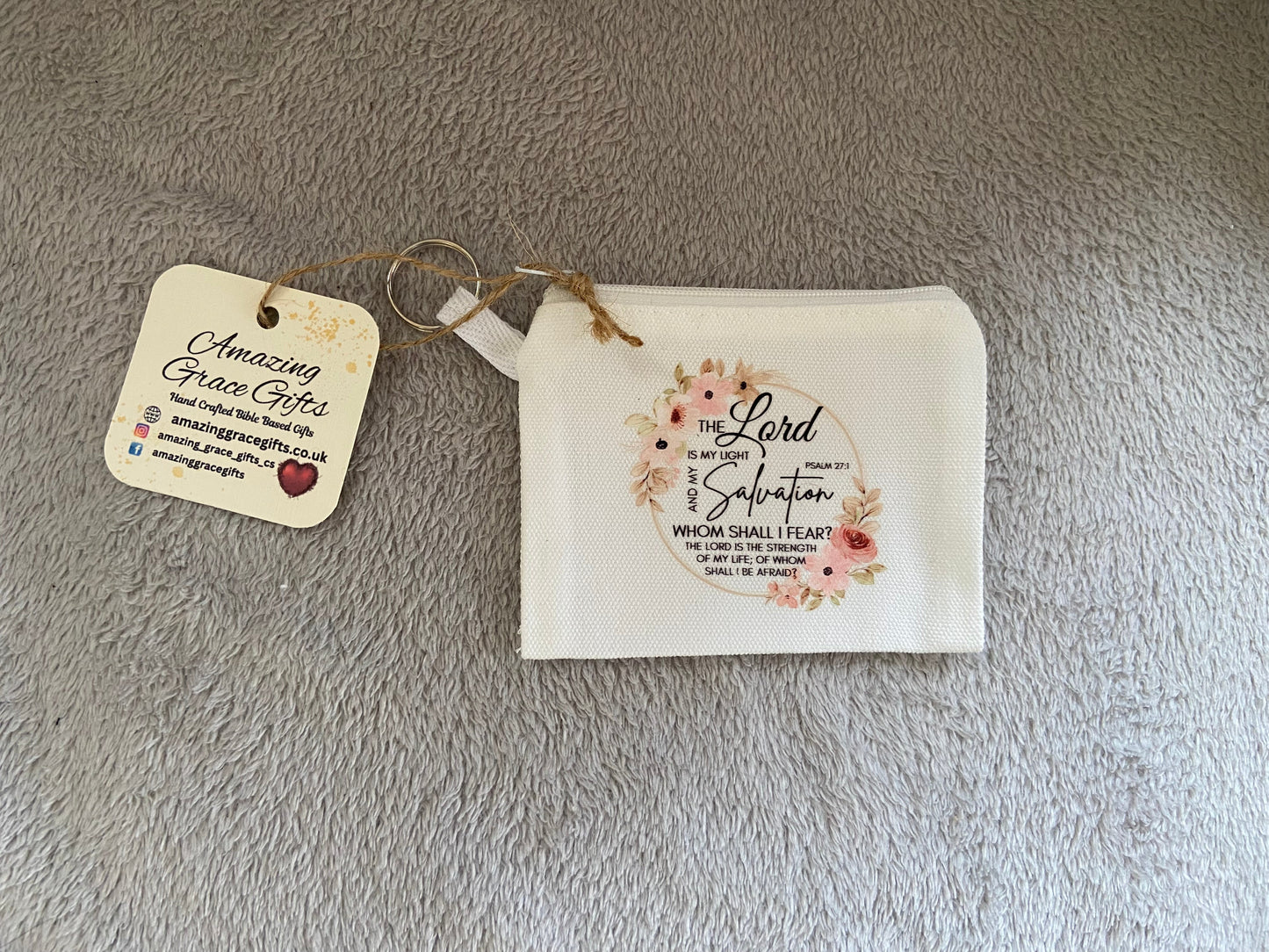 Canvas Keychain Coin Pouch -The Lord Is My Light Psalm 27:1