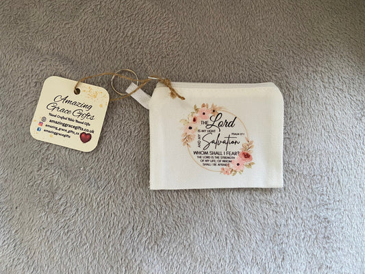 Canvas Keychain Coin Pouch -The Lord Is My Light Psalm 27:1